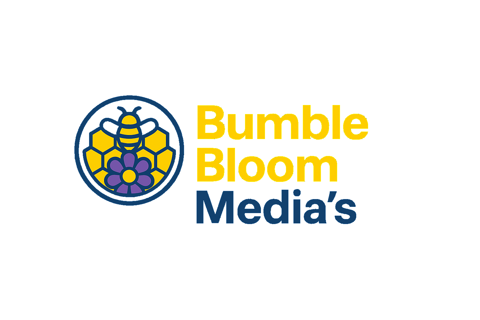 Bumble Bloom Media logo featuring a bee and flower, symbolizing branding and marketing services.
